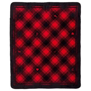 NWT Victoria Secret PINK Red & black plaid Cozy Fleece holidays Dog Logo Blanket